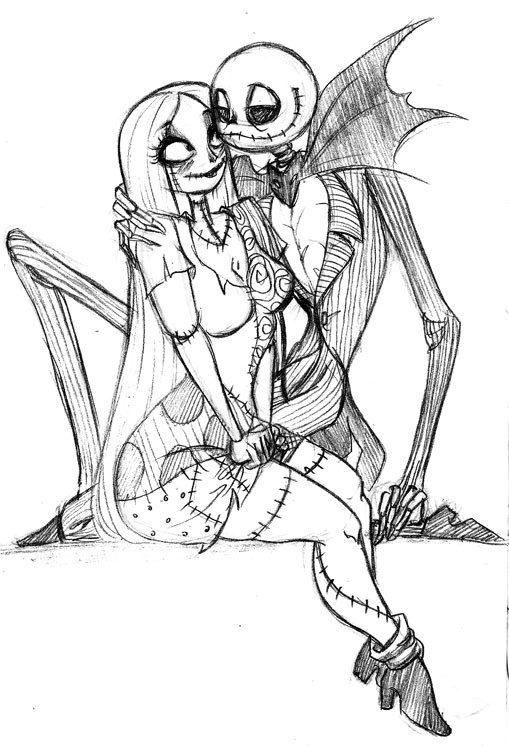 Jack And Sally Coloring Pages
 Nightmare Before Christmas Jack And Sally Coloring Pages