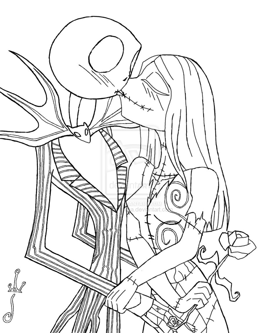 Jack And Sally Coloring Pages
 Jack and Sally Kisses by MizzSamantha on DeviantArt