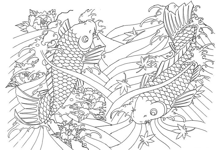 Japan Coloring Books
 Art Therapy coloring page japan Japan huge Fishes 11