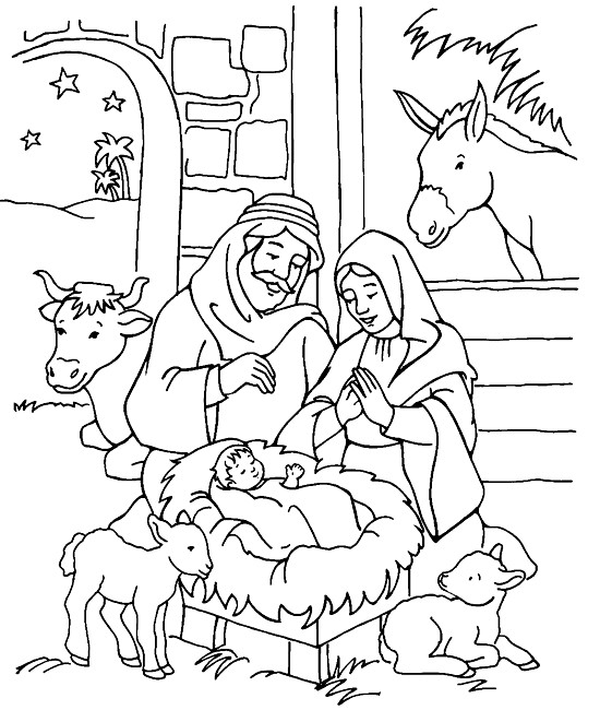 Jesus Born Printable Coloring Pages
 Outline Image The Nativity Scene