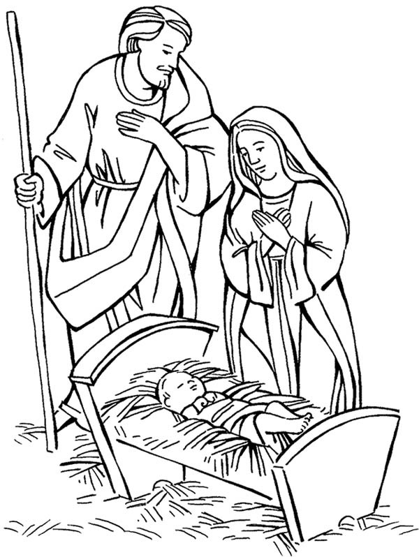 Jesus Born Printable Coloring Pages
 Birth Jesus Drawing at GetDrawings