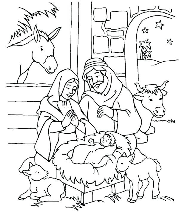 Jesus Born Printable Coloring Pages
 Birth Jesus Coloring Page Scenery Nativity In