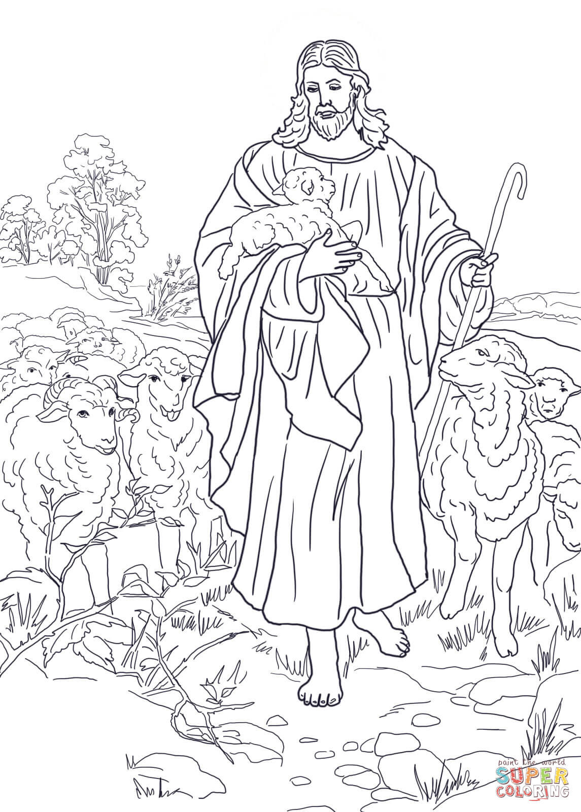 Jesus The Good Shepherd Coloring Pages
 Jesus is the Good Shepherd coloring page