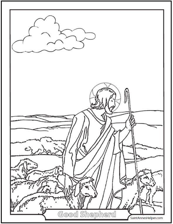 Jesus The Good Shepherd Coloring Pages
 45 Bible Story Coloring Pages Creation Jesus & Mary