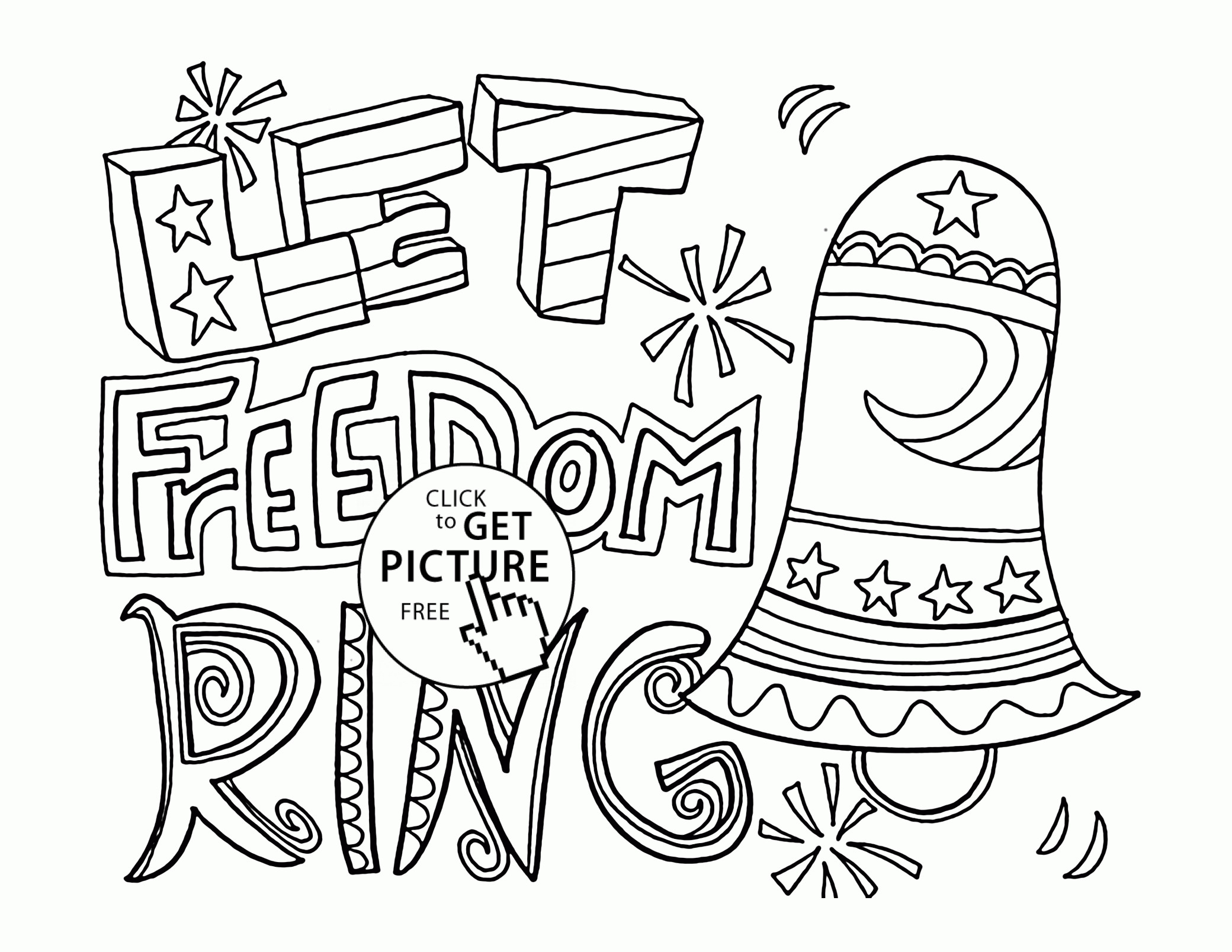 July 4Th Coloring Pages
 Let Freedom Ring 4th of July coloring page for kids