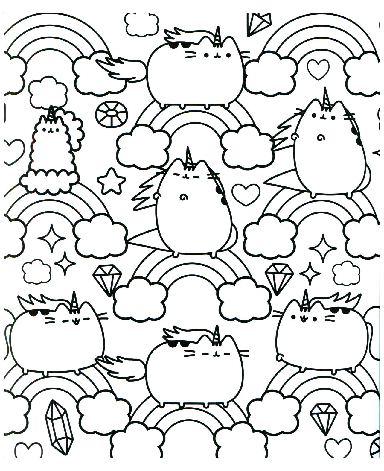 Kawaii Coloring Pages For Adults
 Kawaii pusheen and rainbow Doodle Art Doodling Adult