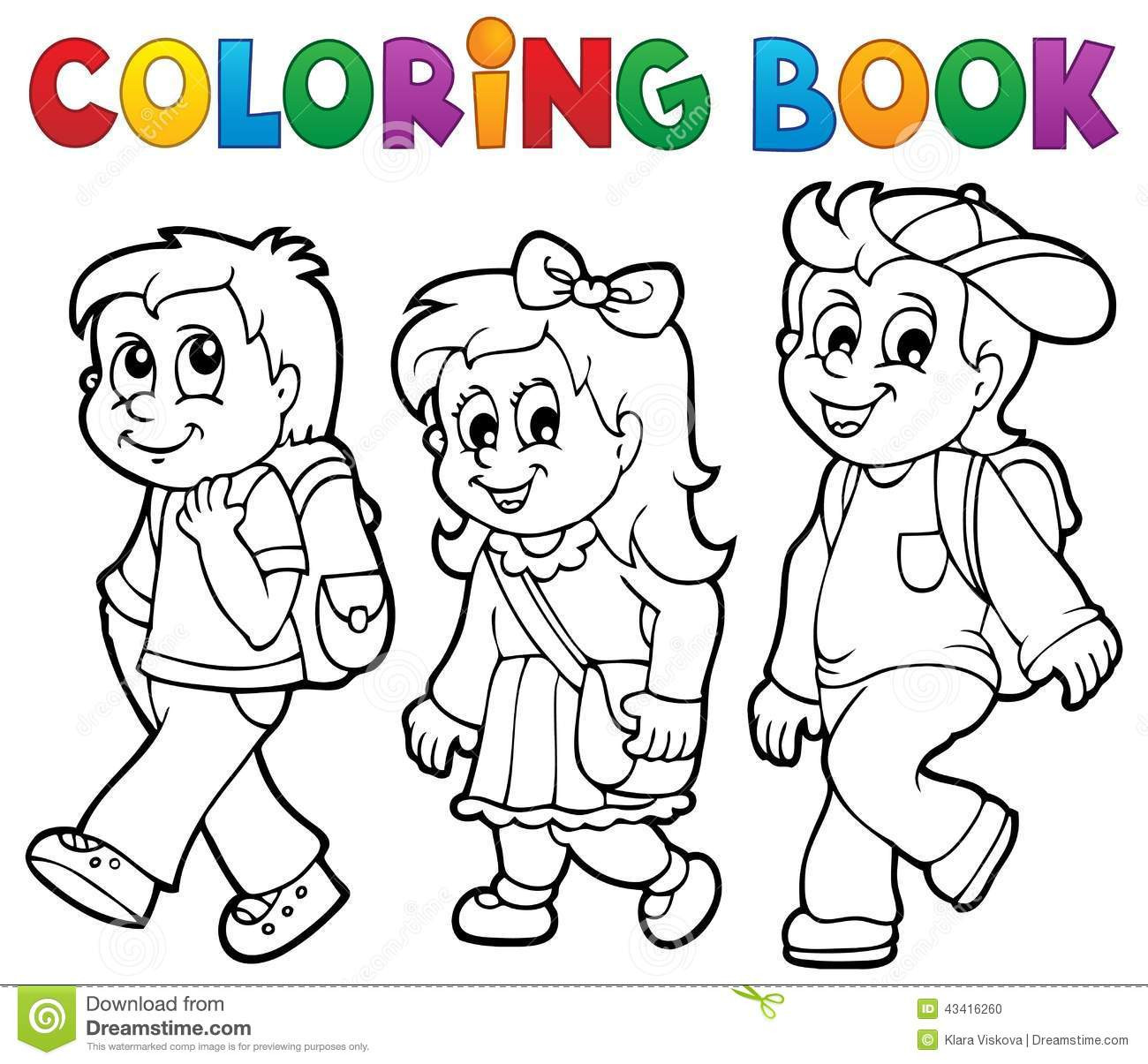Kid Coloring Books
 Coloring Book School Kids Theme 2 Stock Vector