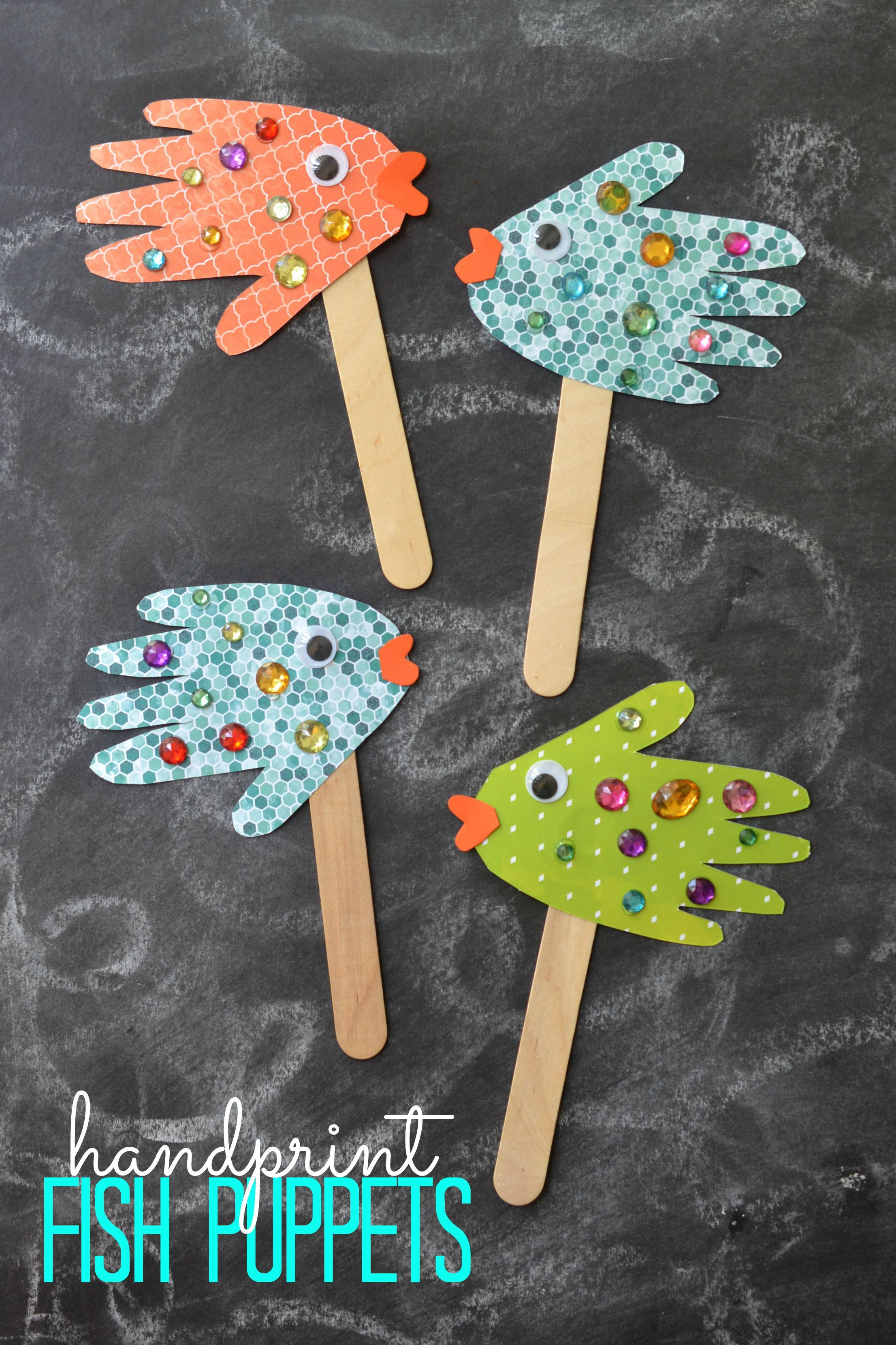 Kids Easy Crafts
 Easy Kids Craft Handprint Fish Puppets