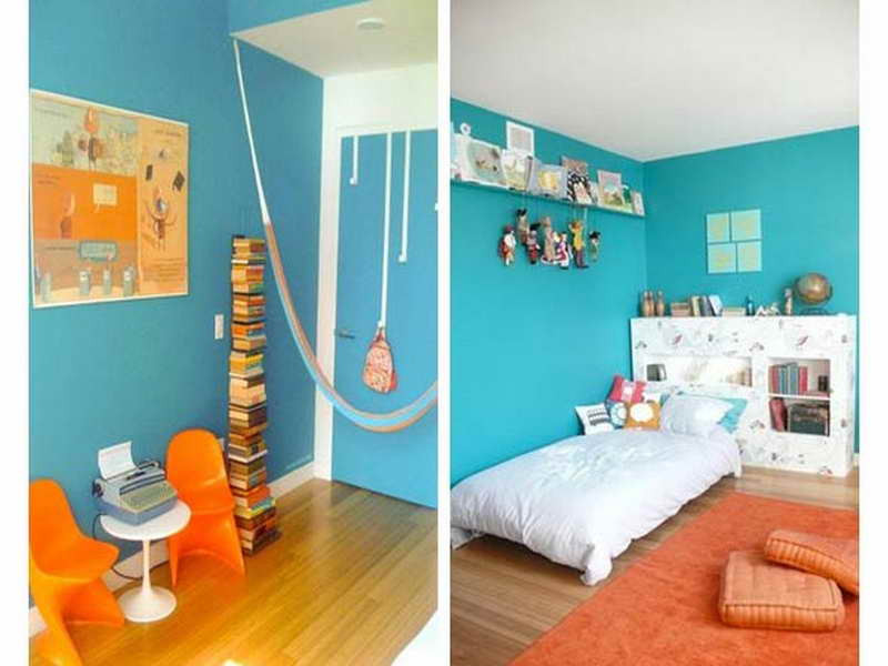 Best ideas about Kids Room Colors
. Save or Pin Kids Room Paint Ideas with orange seat Home Interior Design Now.