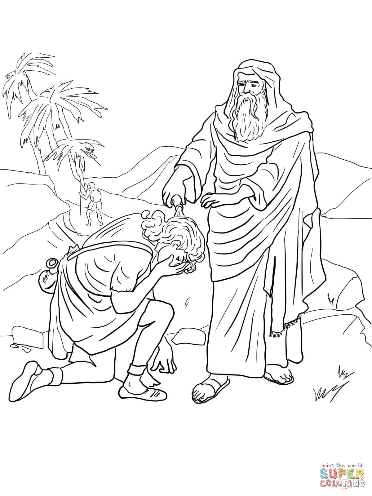 King David Coloring Pages
 Samuel Anoints David as King coloring page