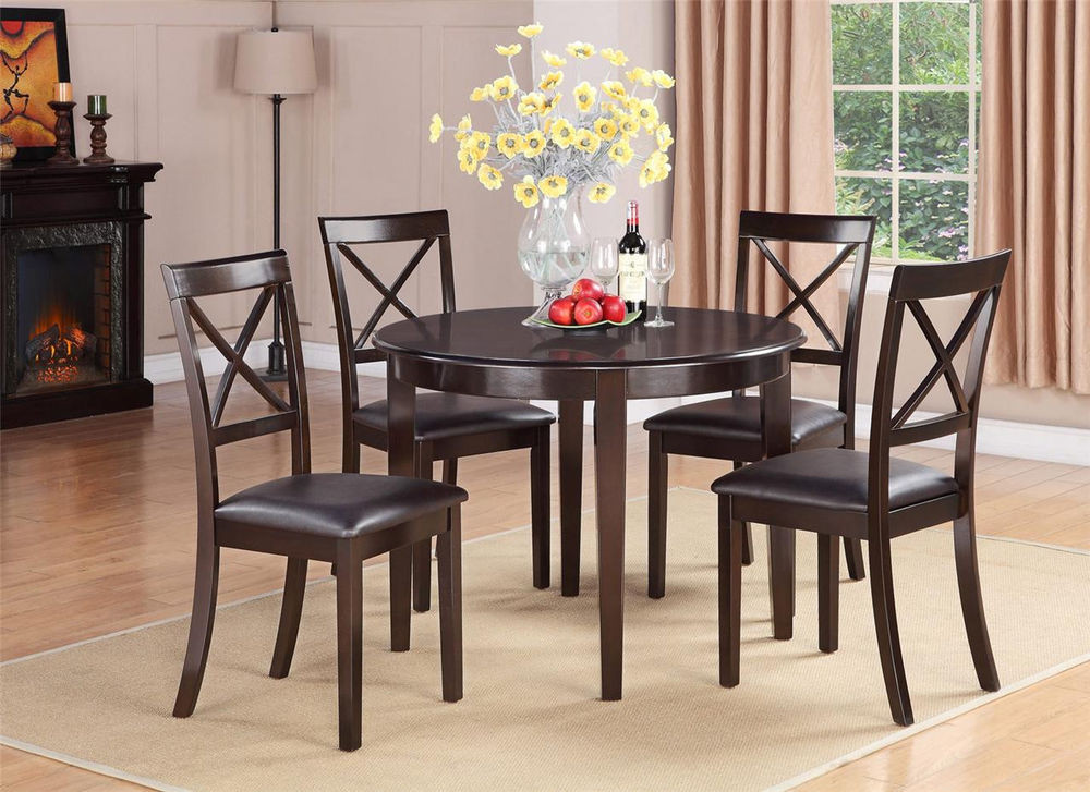 Best ideas about Kitchen And Dining Furniture Sets
. Save or Pin 5PC SET ROUND DINETTE KITCHEN DINING TABLE with 4 FAUX Now.