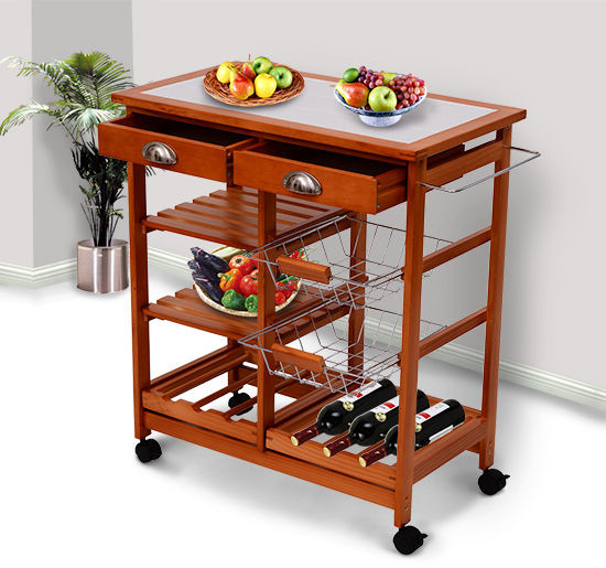 Best ideas about Kitchen Carts With Wine Rack
. Save or Pin 30" Portable Rolling Kitchen Storage Tile Top Island Now.