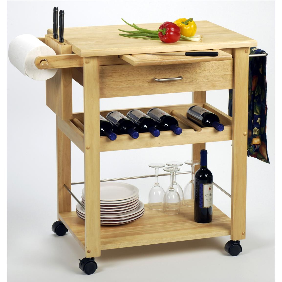 Best ideas about Kitchen Carts With Wine Rack
. Save or Pin Winsome Beechwood Kitchen Cart with Wine Rack Now.