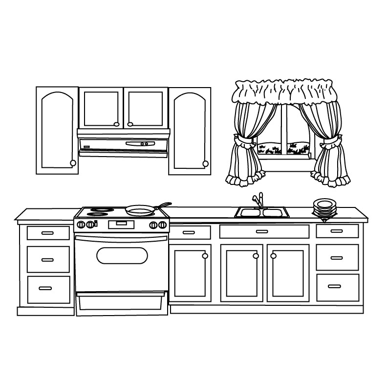 Kitchen Coloring Pages
 Free Kitchen Coloring Pages