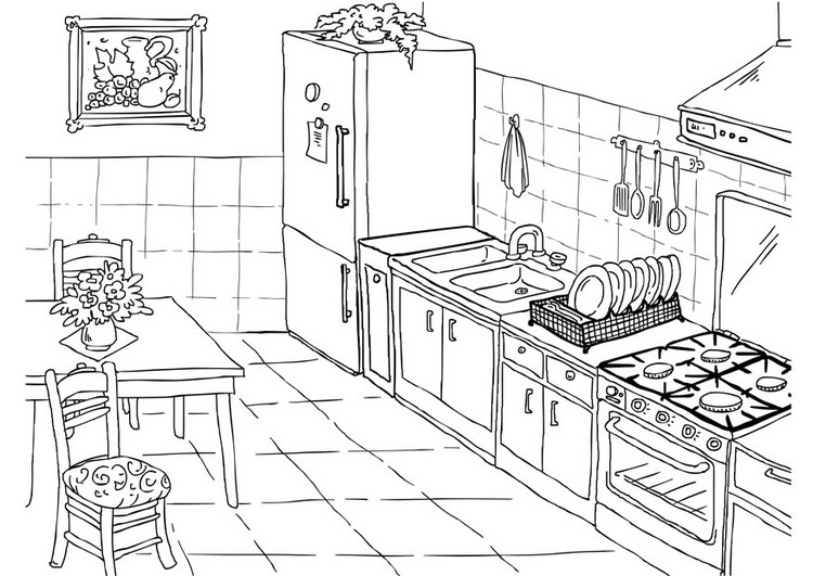 Kitchen Coloring Pages
 clean kitchen coloring pages