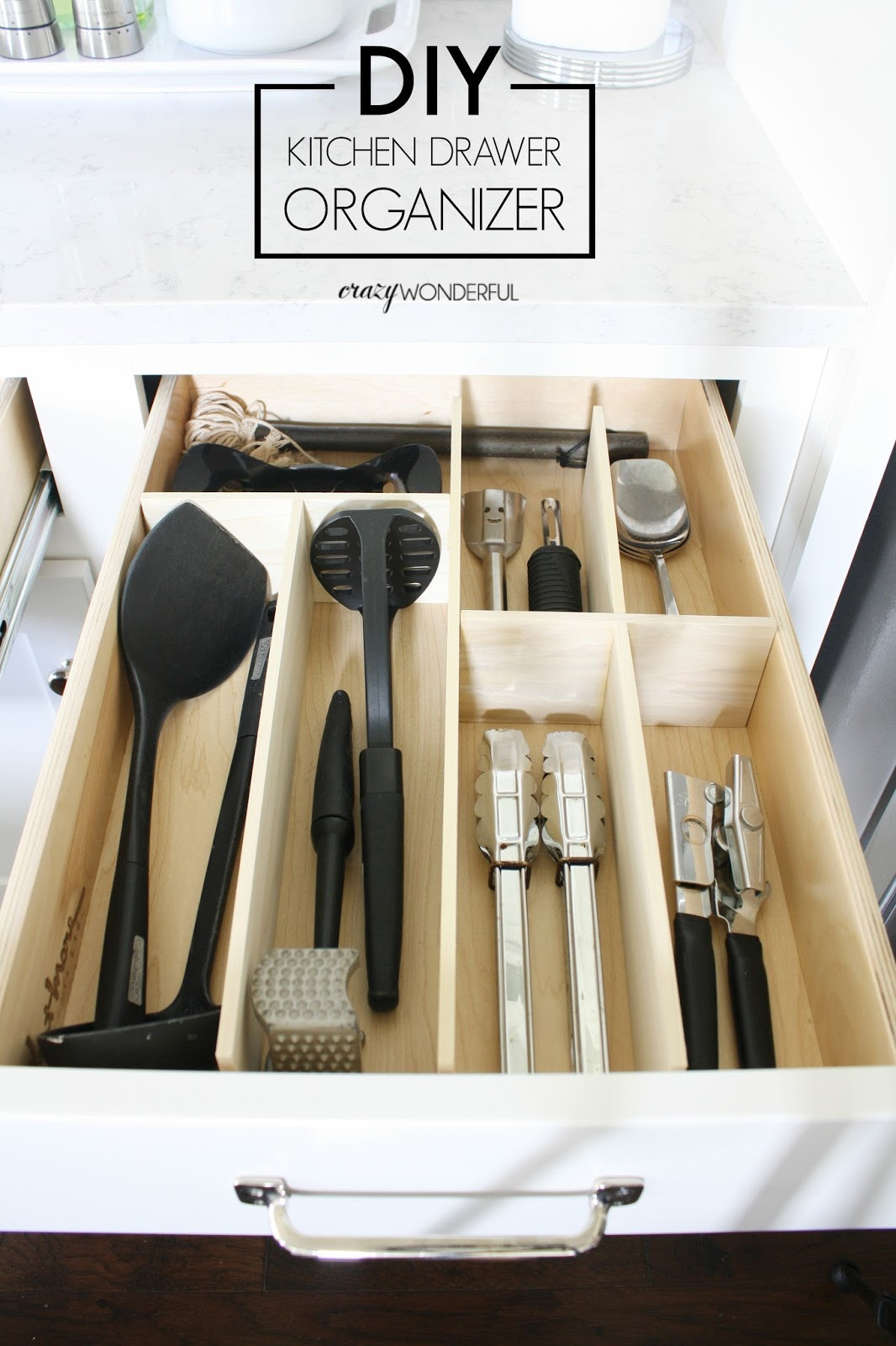 Kitchen Drawer Organizer DIY
 DIY custom kitchen drawer organizers Crazy Wonderful