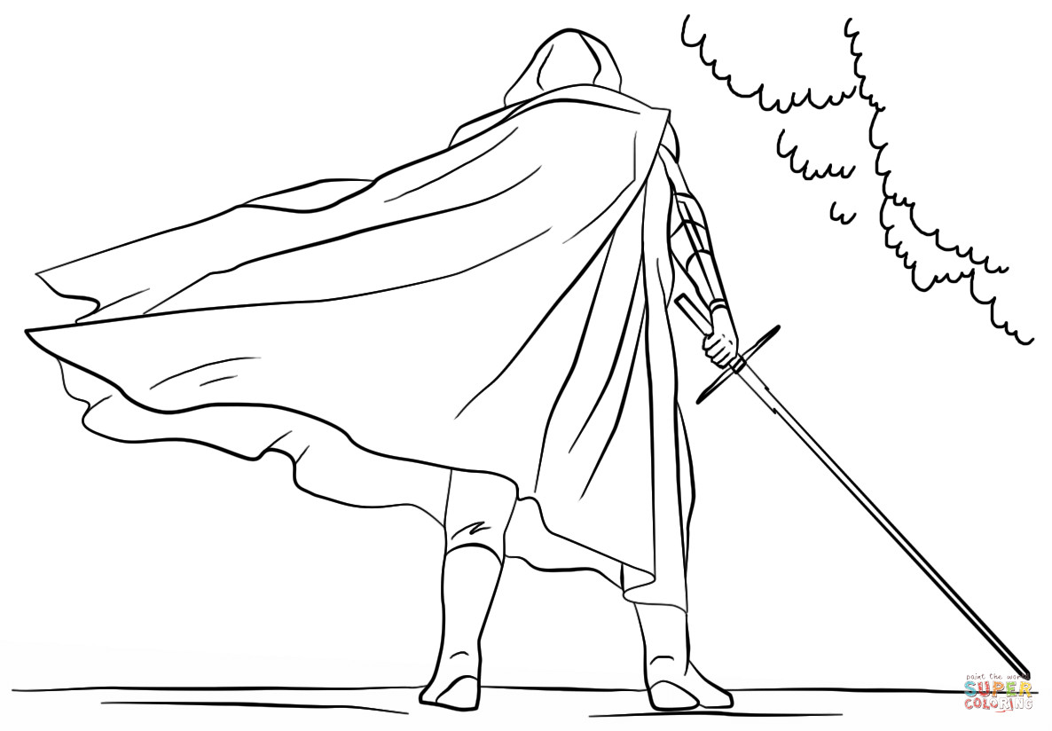 Kylo Ren Coloring Pages
 Kylo Ren with Lightsaber coloring page