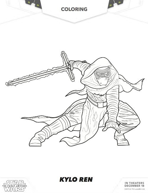 Kylo Ren Coloring Pages
 The Force Awakens