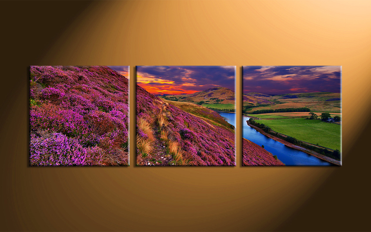 Best ideas about Landscape Canvas Prints
. Save or Pin 3 Piece River Landscape Purple Huge Canvas Art Now.