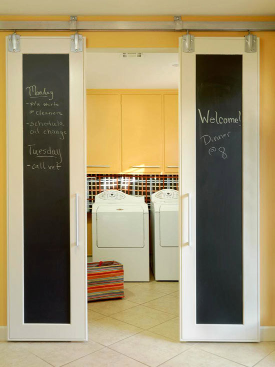 Best ideas about Laundry Room Door
. Save or Pin Yellow Cabinets Eclectic laundry room BHG Now.