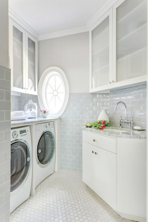 Best ideas about Laundry Room Tile
. Save or Pin Laundry Room with Blue Subway Tiles Transitional Now.