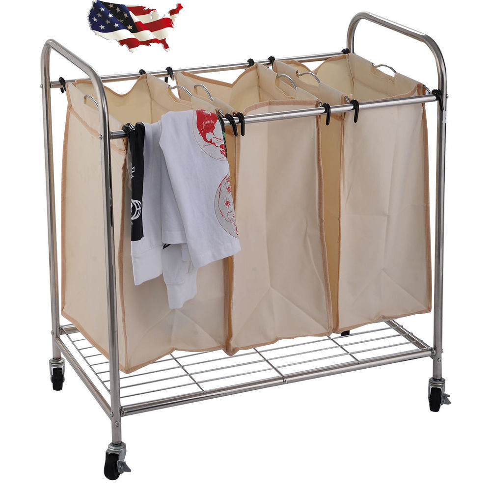 Best ideas about Laundry Storage Cart
. Save or Pin 3 Bag Laundry Rolling Cart Basket Hamper Sorter Storage Now.