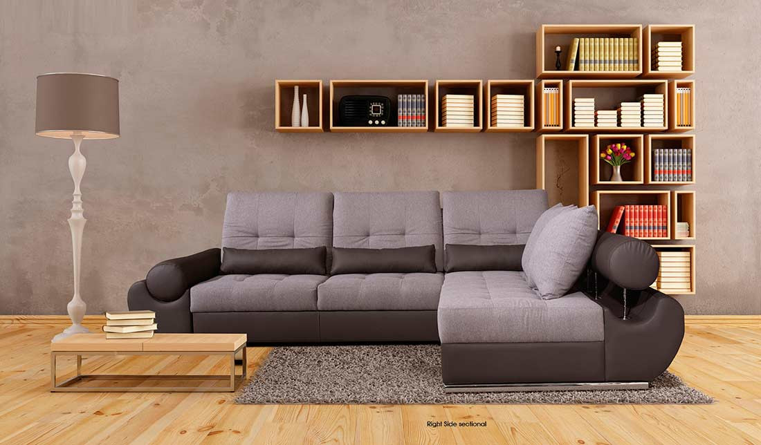 Best ideas about Leather Sectional Sleeper Sofa
. Save or Pin Two toned Fabric Leather Sectional Sofa Sleeper EF Tatiana Now.