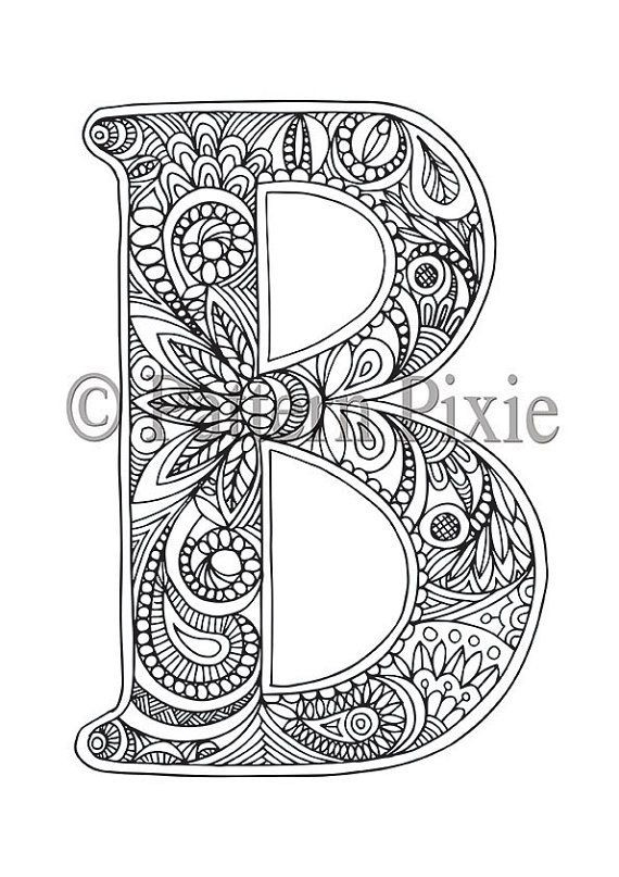 Letter Coloring Pages For Adults
 Adult Colouring Page Alphabet Letter "B"