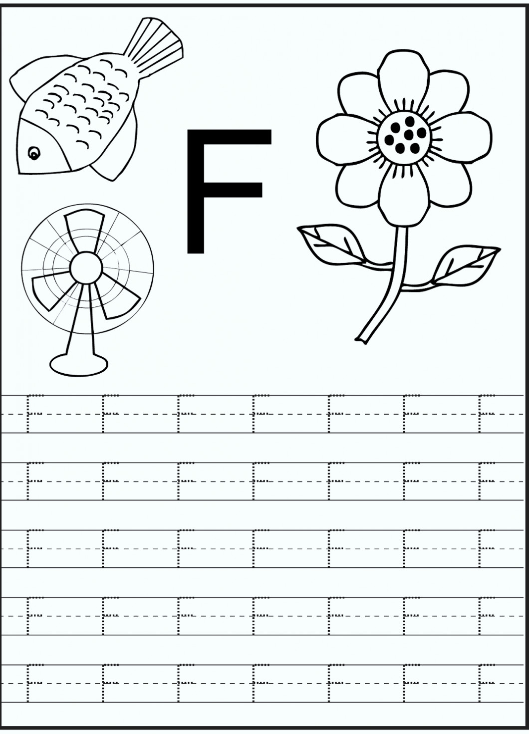 Letter F Preschool Coloring Sheets
 Printable Letter F Worksheets for Preschool & Kindergarten