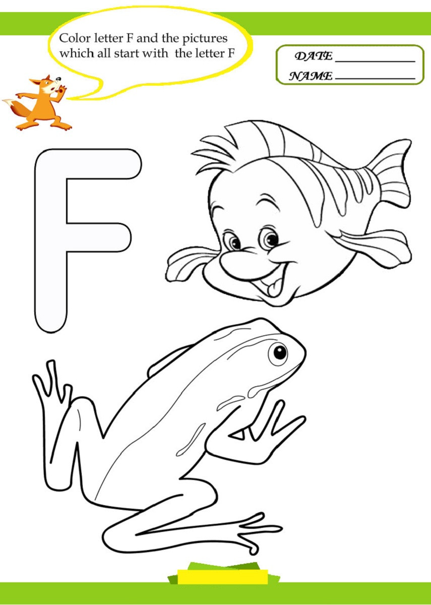 Letter F Preschool Coloring Sheets
 Letter F Worksheet for Preschool and Kindergarten