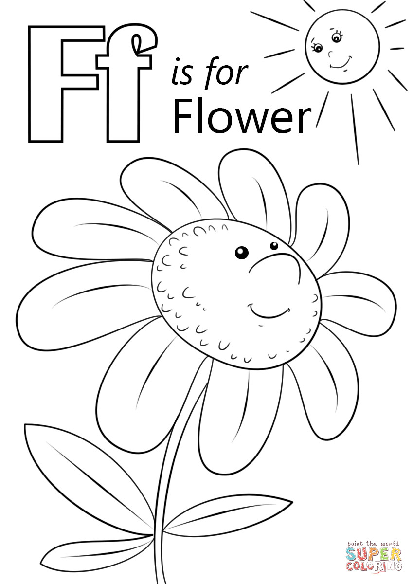 Letter F Preschool Coloring Sheets
 Letter F is for Flower coloring page