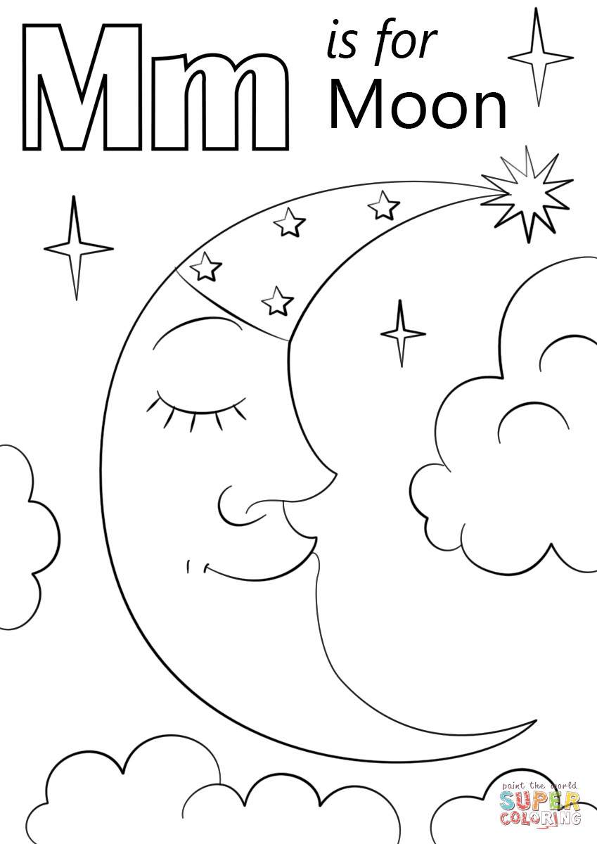 Letter M Coloring Pages
 Letter M is for Moon coloring page