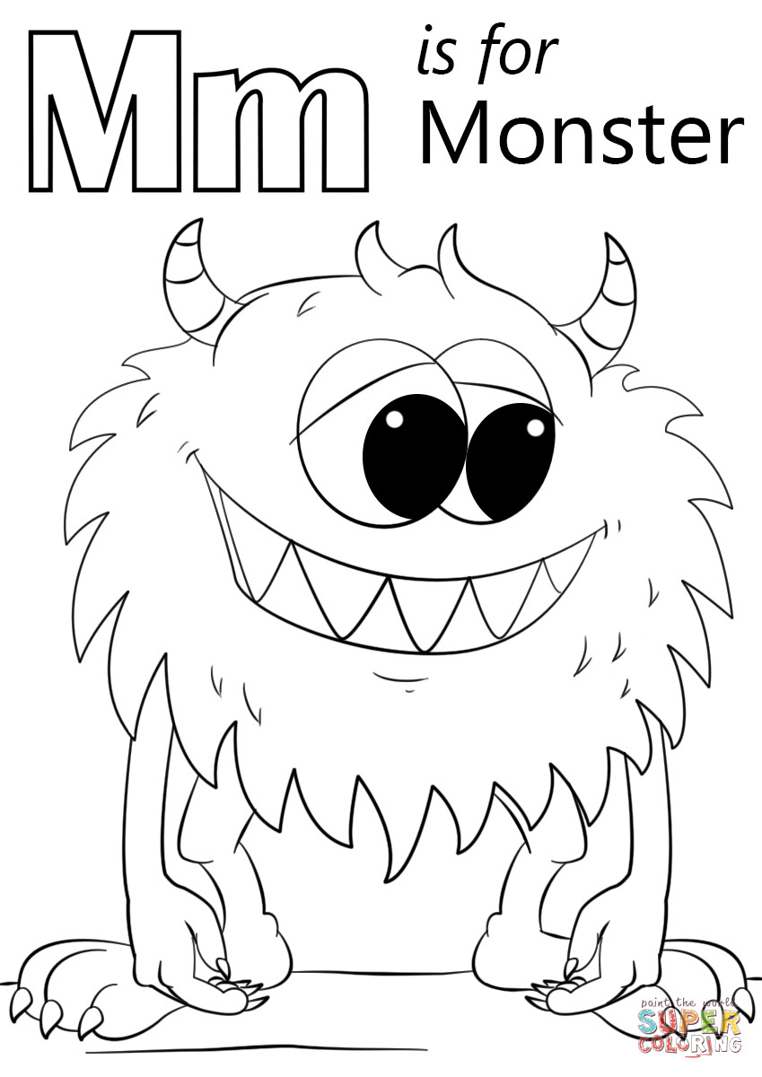 Letter M Coloring Pages
 Letter M is for Monster coloring page