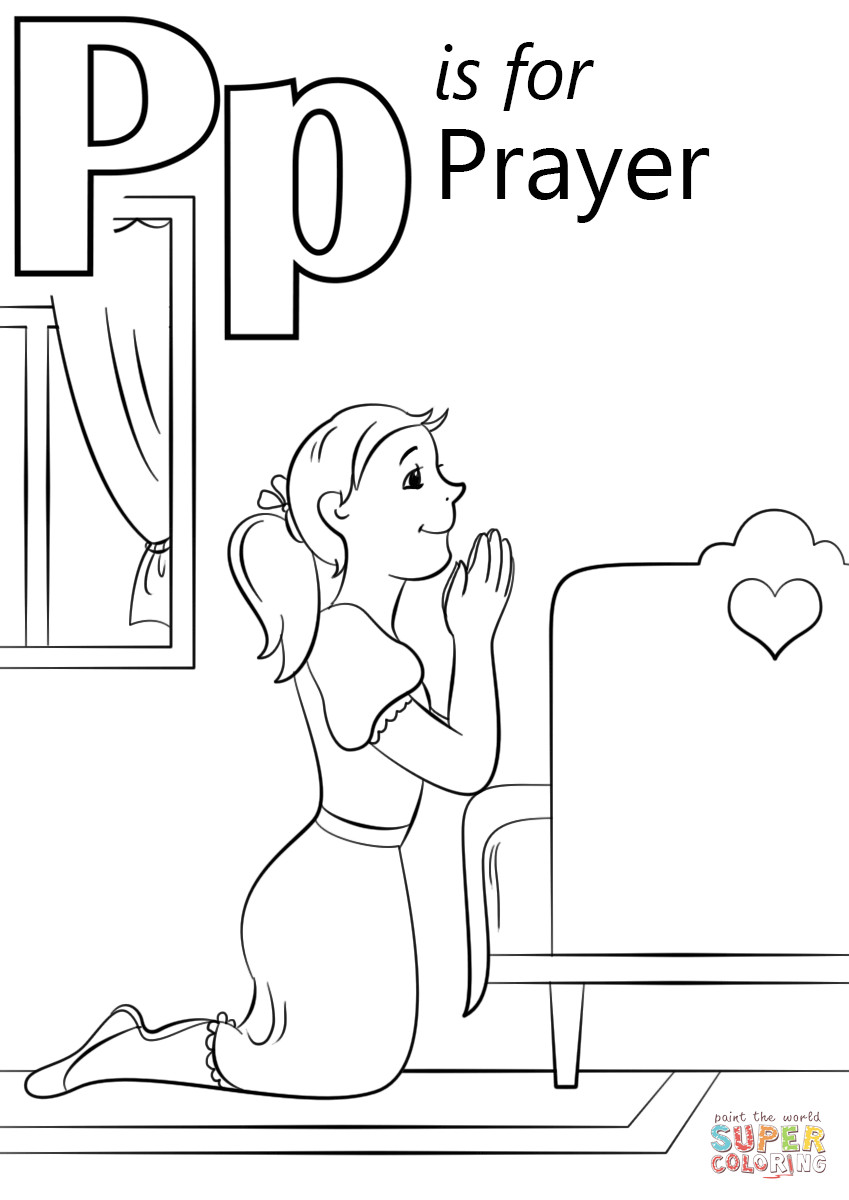 Letter P Preschool Coloring Sheets
 Letter P is for Prayer coloring page