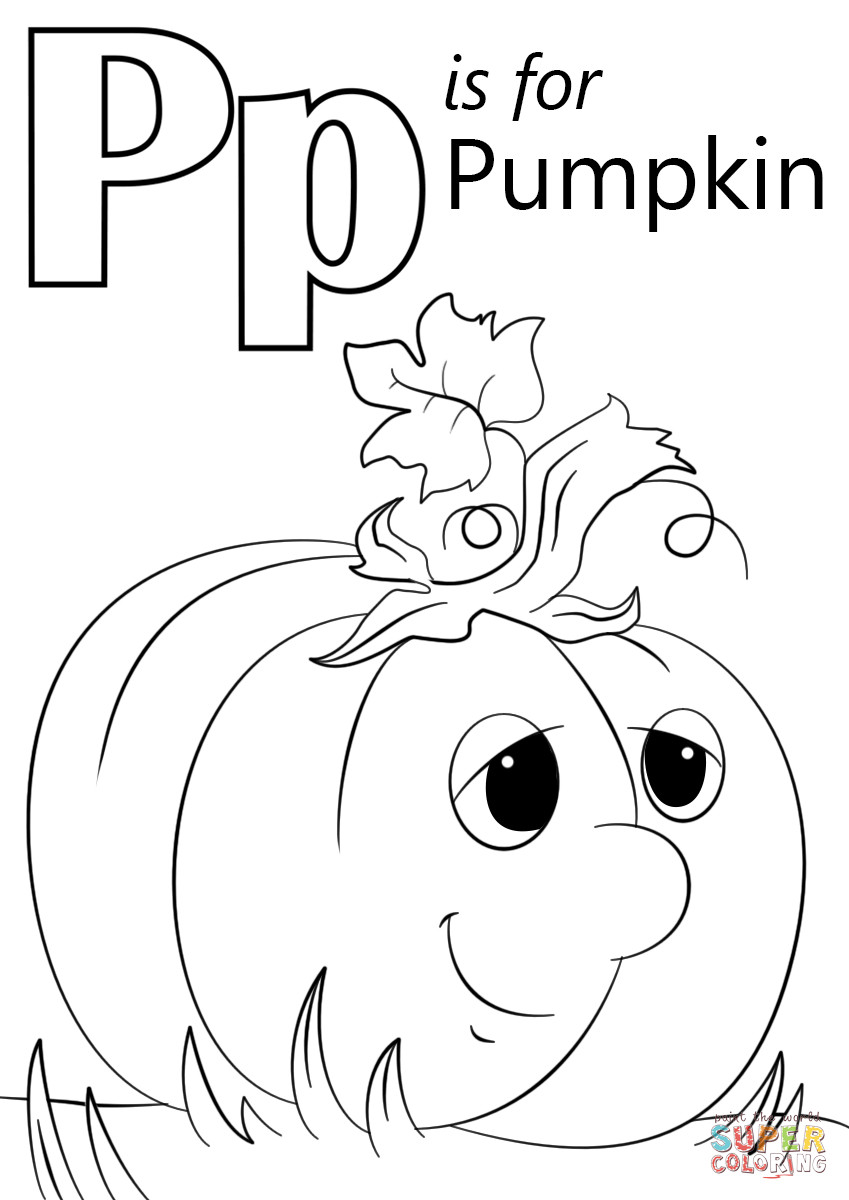 Letter P Preschool Coloring Sheets
 Letter P is for Pumpkin coloring page