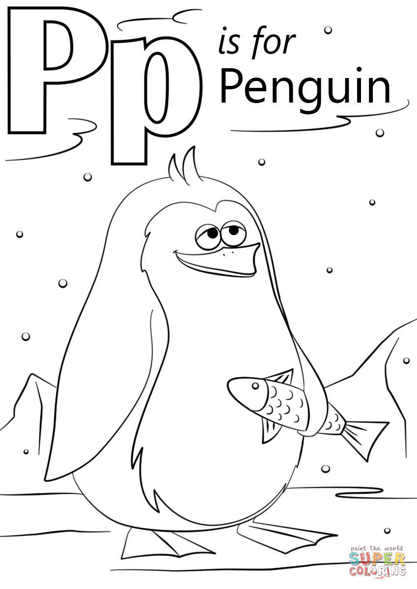 Letter P Preschool Coloring Sheets
 P is for Penguin coloring page