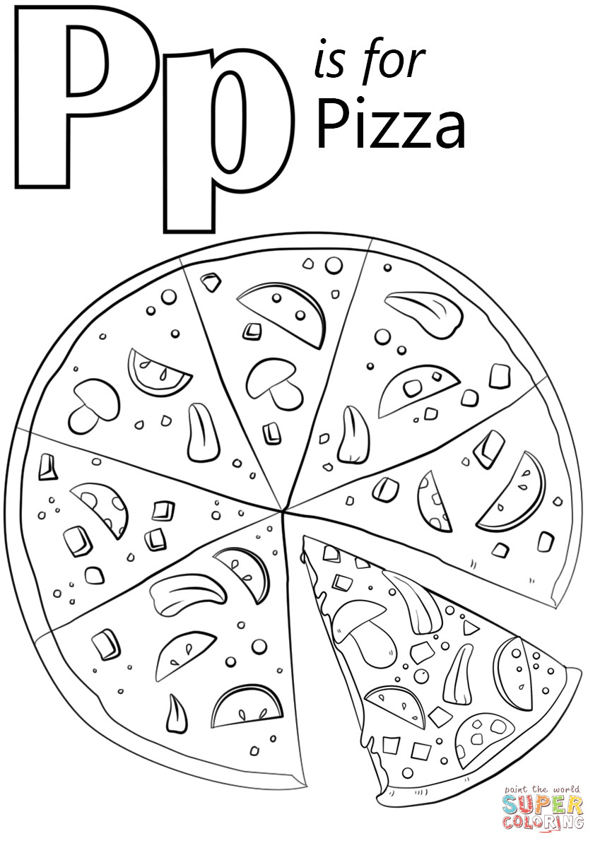 Letter P Preschool Coloring Sheets
 Letter P is for Pizza coloring page