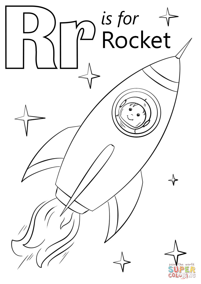 Letter R Coloring Pages
 Letter R is for Rocket coloring page