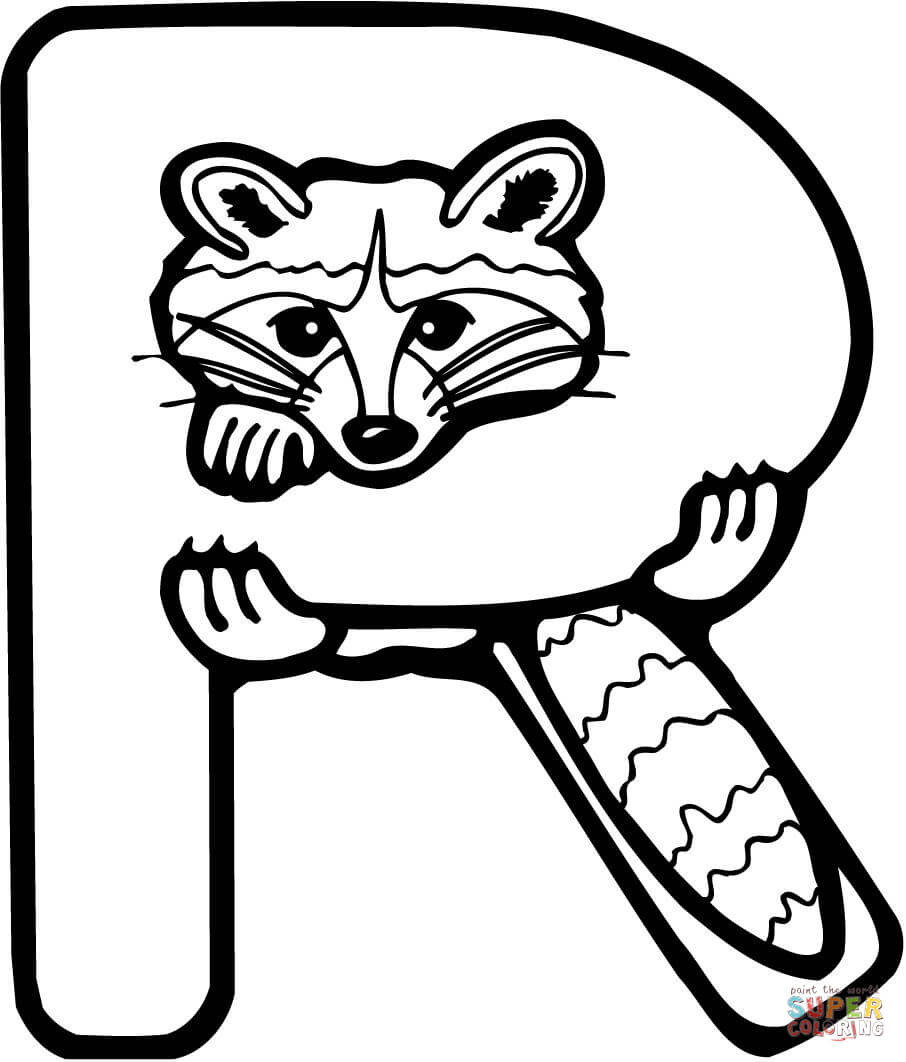 Letter R Coloring Pages
 Letter R is for Raccoon coloring page