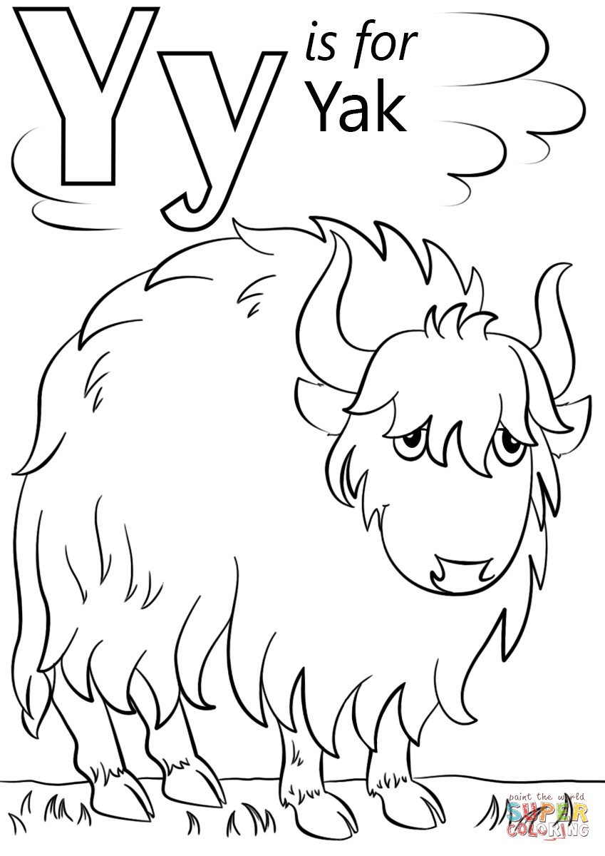 Letter Y Coloring Pages
 Letter Y is for Yak coloring page
