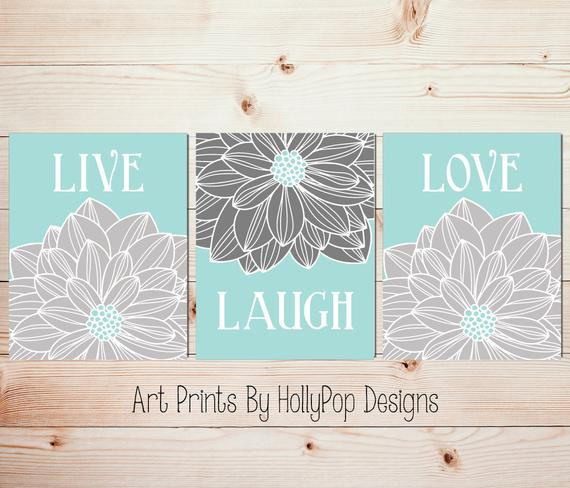 Best ideas about Live Laugh Love Kitchen Decor
. Save or Pin Live Laugh Love Aqua gray wall art Home decor art prints Now.