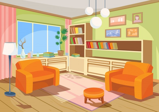 Best ideas about Living Room Cartoon
. Save or Pin Vector illustration of a cartoon interior of an orange Now.
