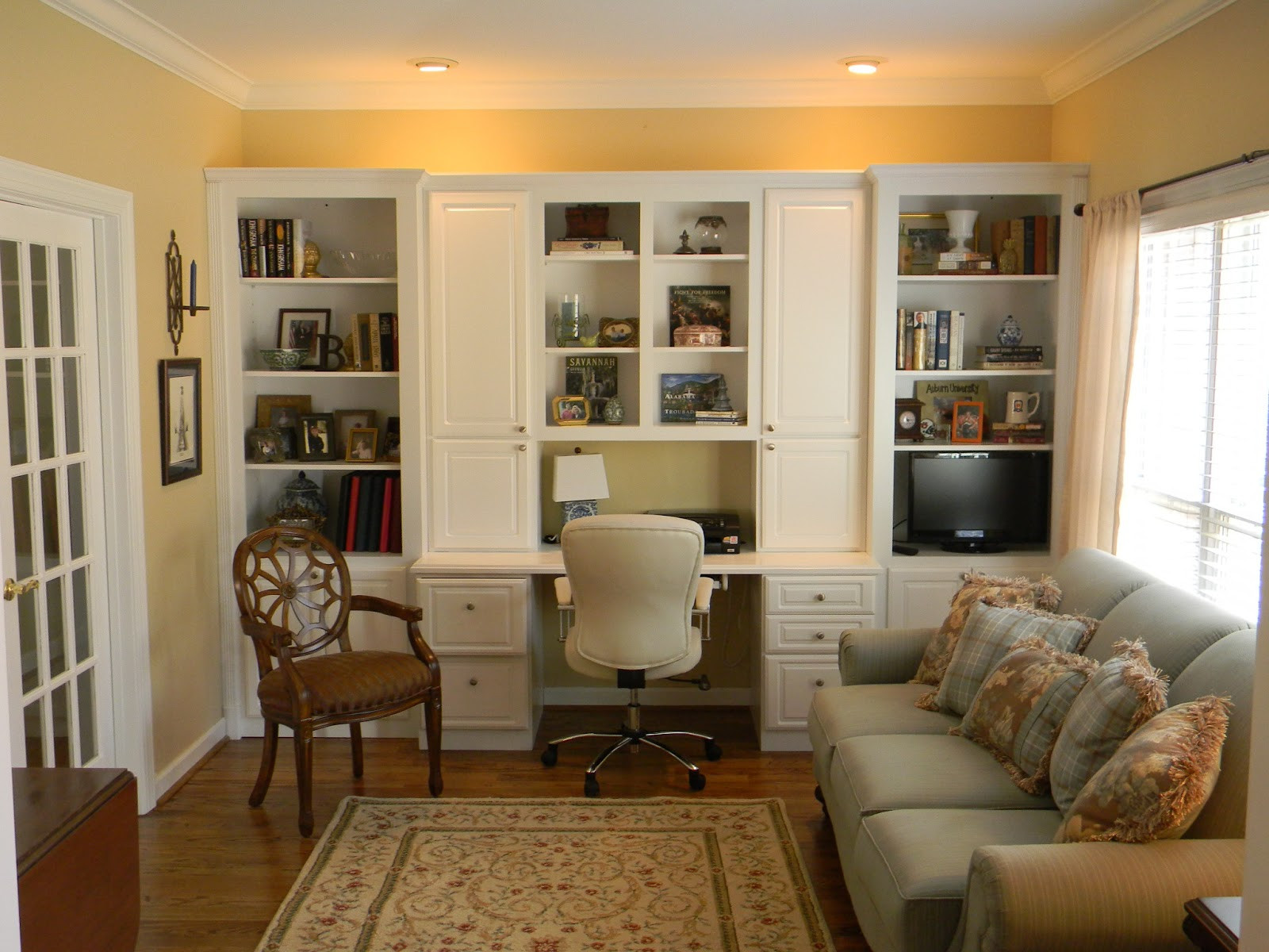 Best ideas about Living Room Office
. Save or Pin Positively Southern Living Room fice with Built In Cabinets Now.