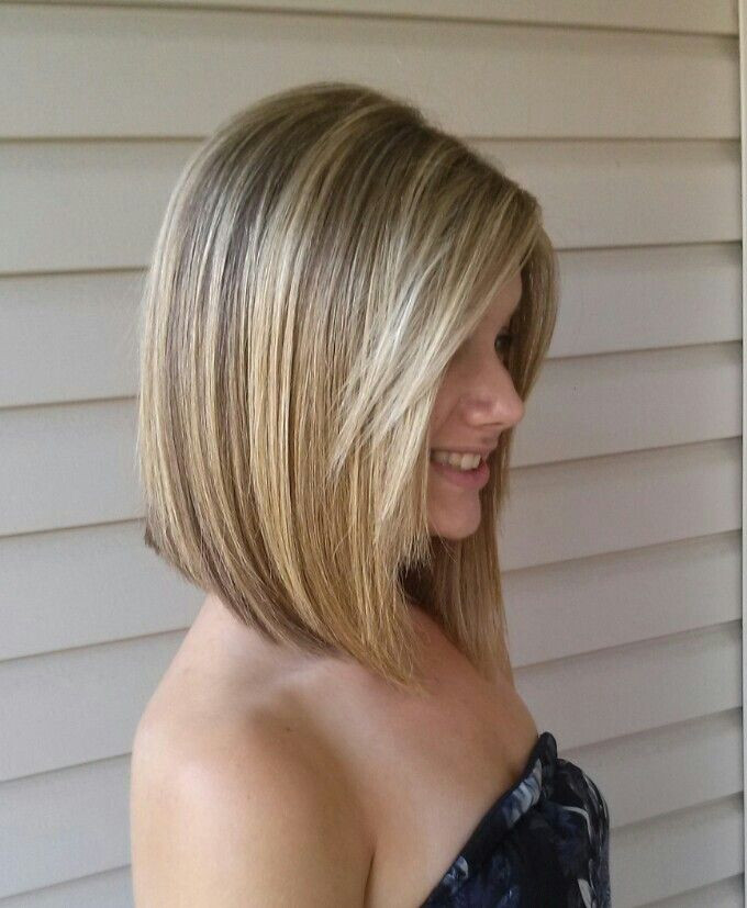 Long Angled Bob Hairstyle
 Short Long Bob With Side Bangs