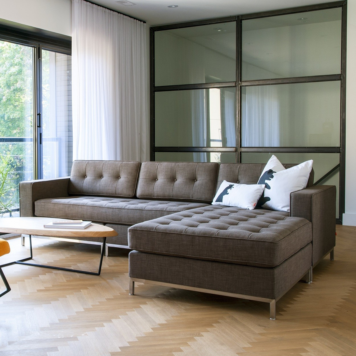 Best ideas about Lounge Sofa Sectional
. Save or Pin Minimalist Living Room Design With Brown Tufted Sectional Now.