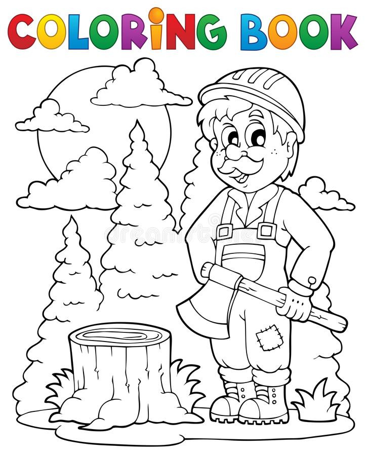 Lumberjack Coloring Pages
 Coloring Book Lumberjack Theme 1 Stock Vector