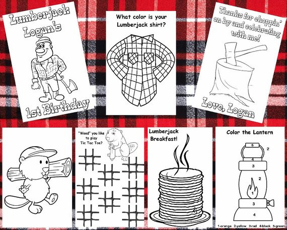 Lumberjack Coloring Pages
 Customized Lumberjack Party Favor Coloring Books SENT BY EMAIL