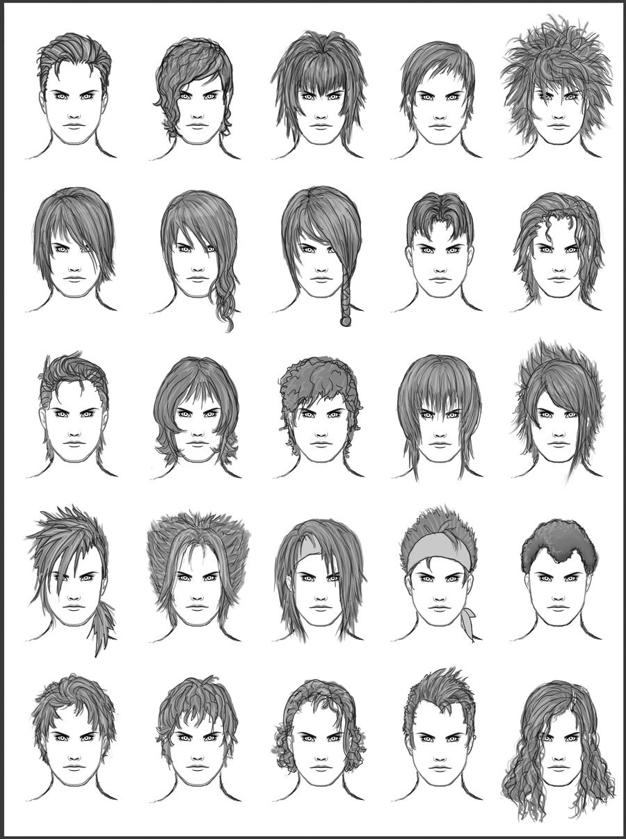 Male Anime Hairstyle
 o Desenhar Mangá Gabaritos de Cabelos
