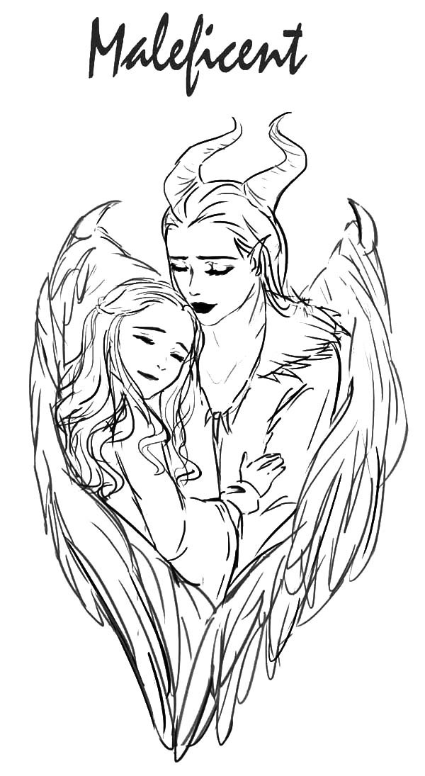 Maleficent Coloring Pages
 Princess Aurora in Maleficent Arms Coloring Pages