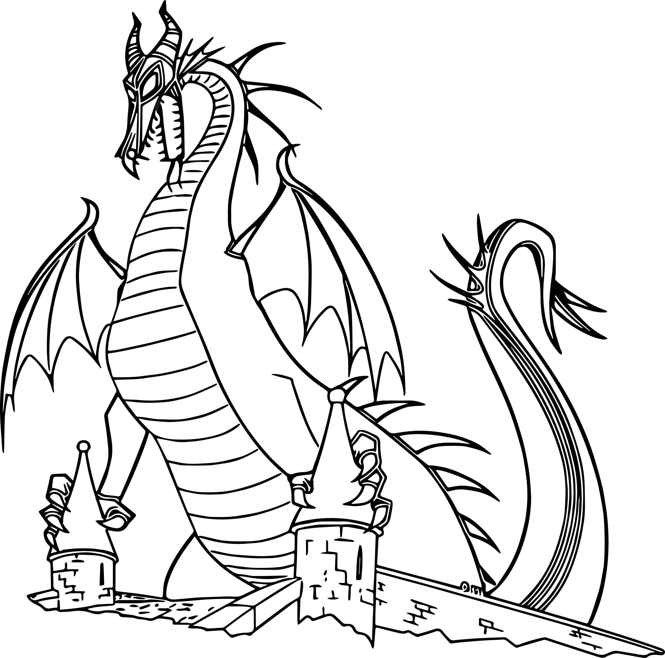 Maleficent Coloring Pages
 Maleficent Dragon Castle Cartoon Coloring Page